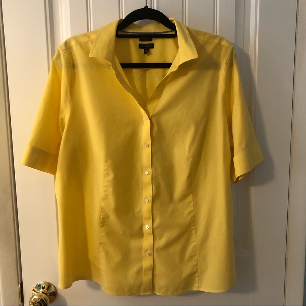 Talbots Yellow Elbow-Length Sleeve Perfect Shirt Size 18